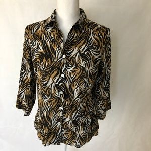 CHICO'S  WOMENS TRENDY PRINT  ZEBRA BLOUSE SIZE 0